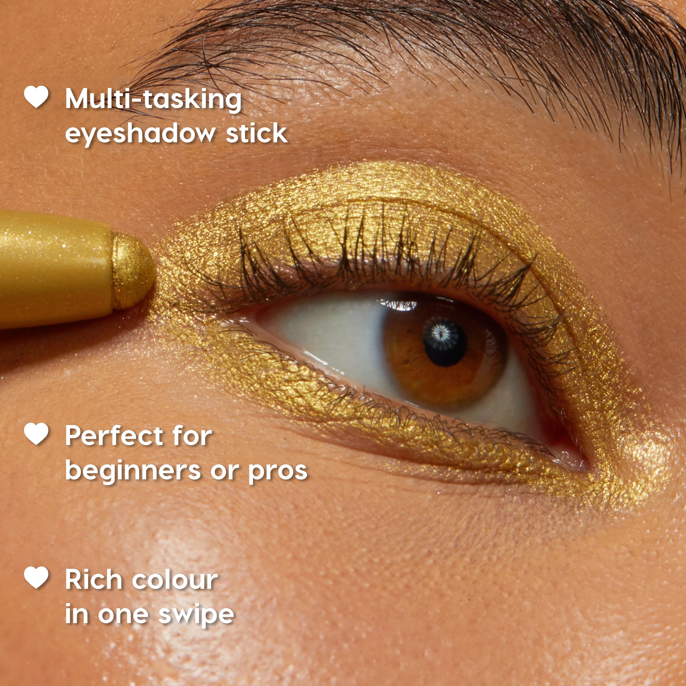 ColourPop application on eyelid in progress, quick swipe convenience
