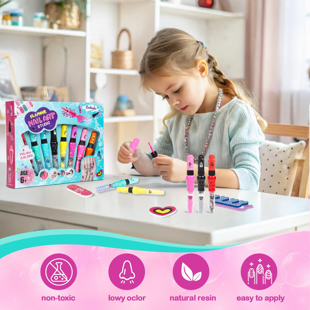 Combaybe tools and false nails displayed for complete at-home salon play