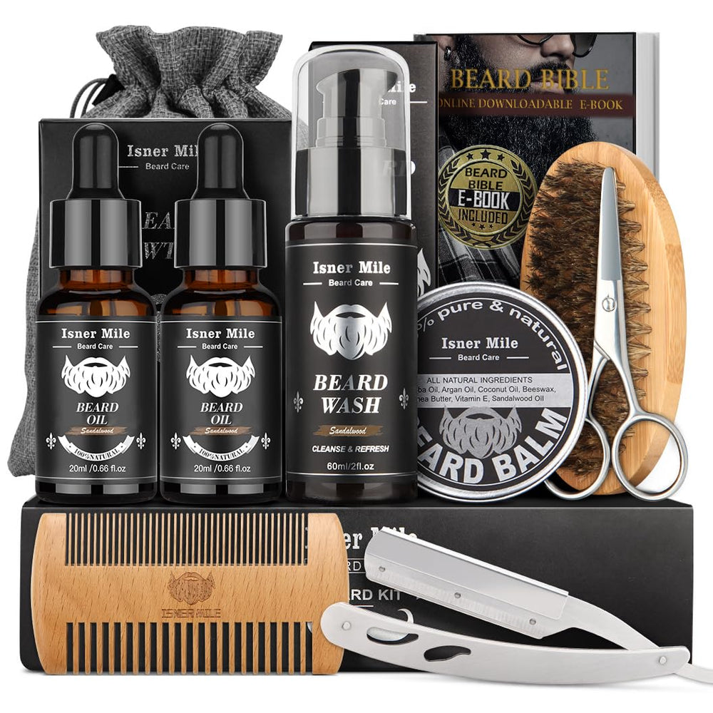 Comfy Mate lifestyle image man grooming beard in mirror for polished look