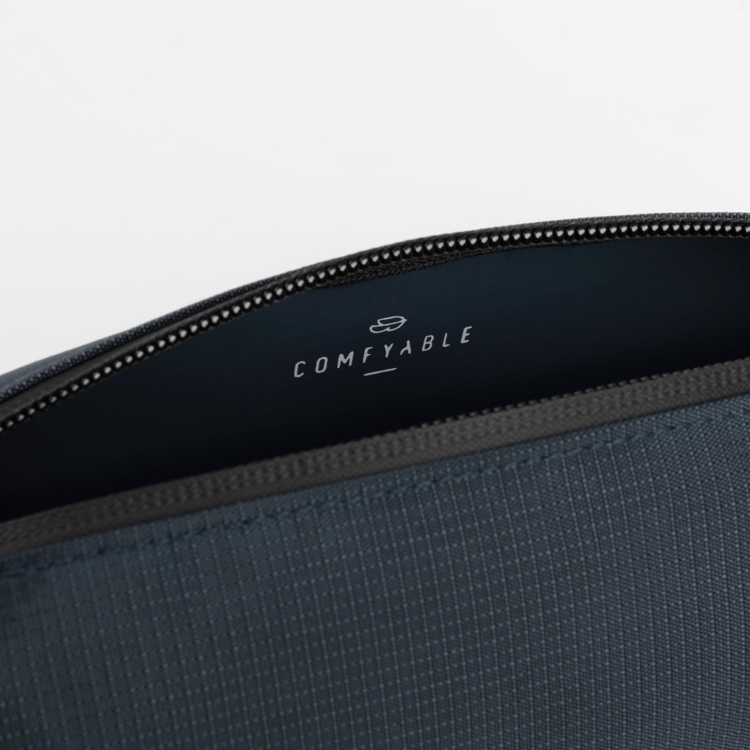 Comfyable close-up of water-resistant polyester fabric showing durable easy-clean surface