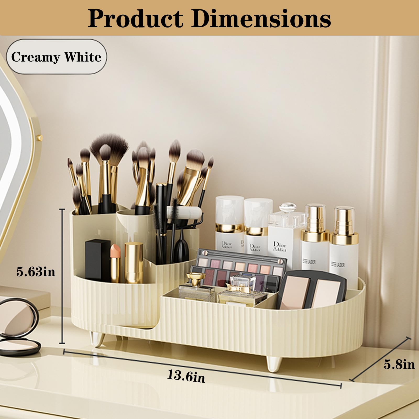 COMFYROOM right tray holding bottles and palettes for organized skincare storage