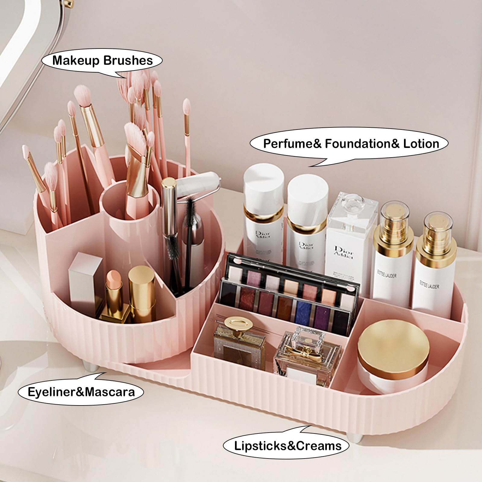 COMFYROOM organizer on vanity with brushes and bottles for quick access