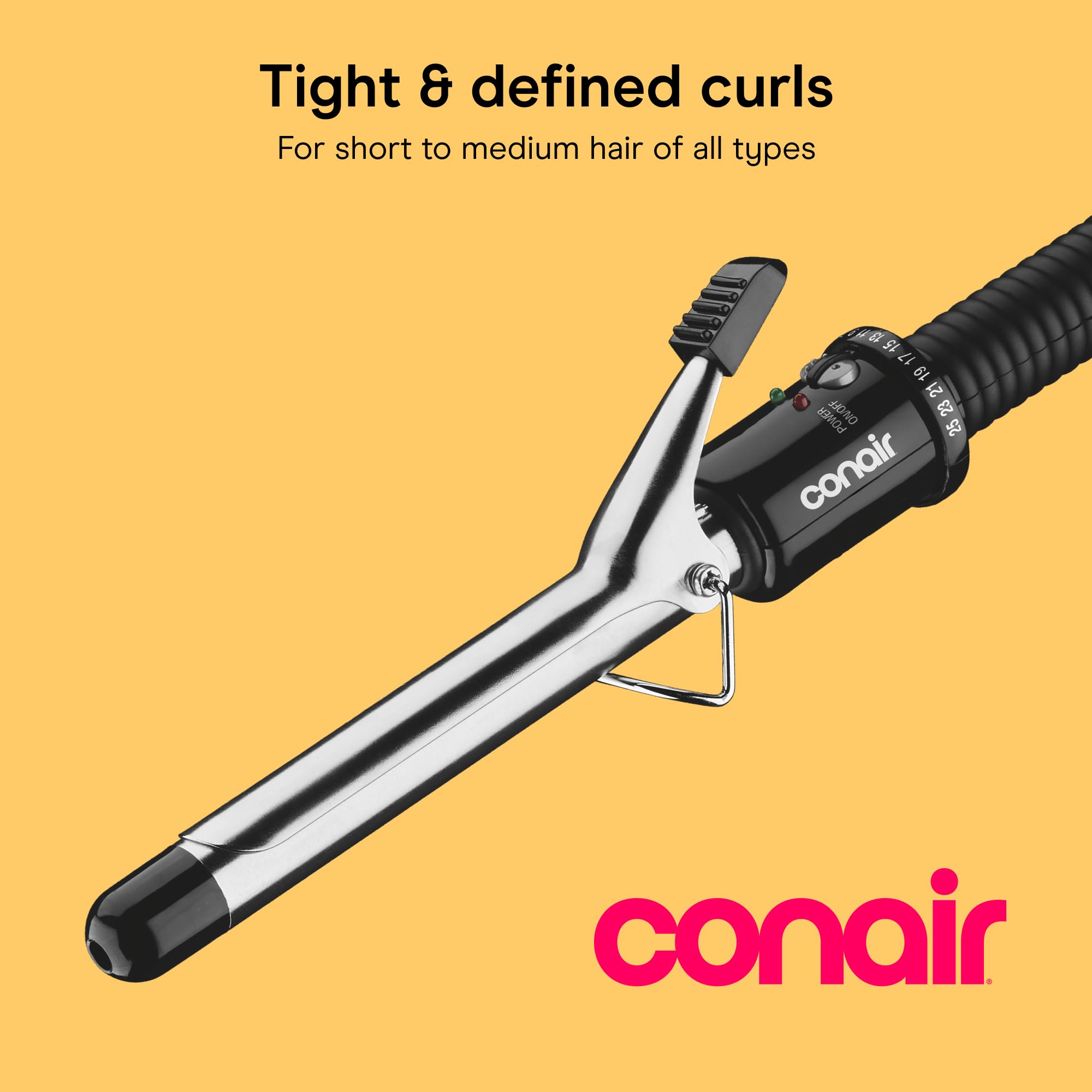 Conair 3/4-inch barrel close-up highlighting ceramic finish for smooth shine