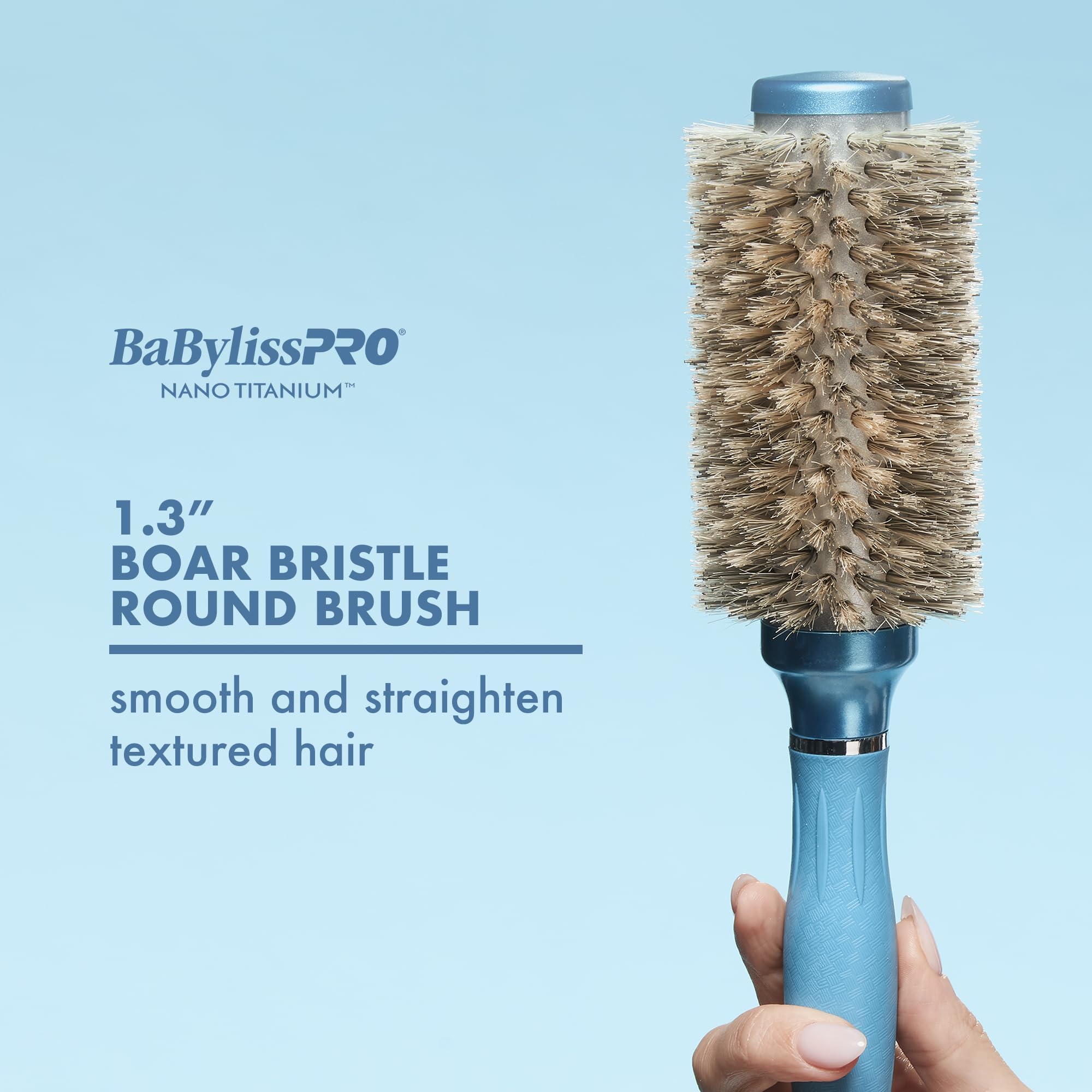 Conair BaBylissPRO barrel close-up showing Nano Titanium heat resilience