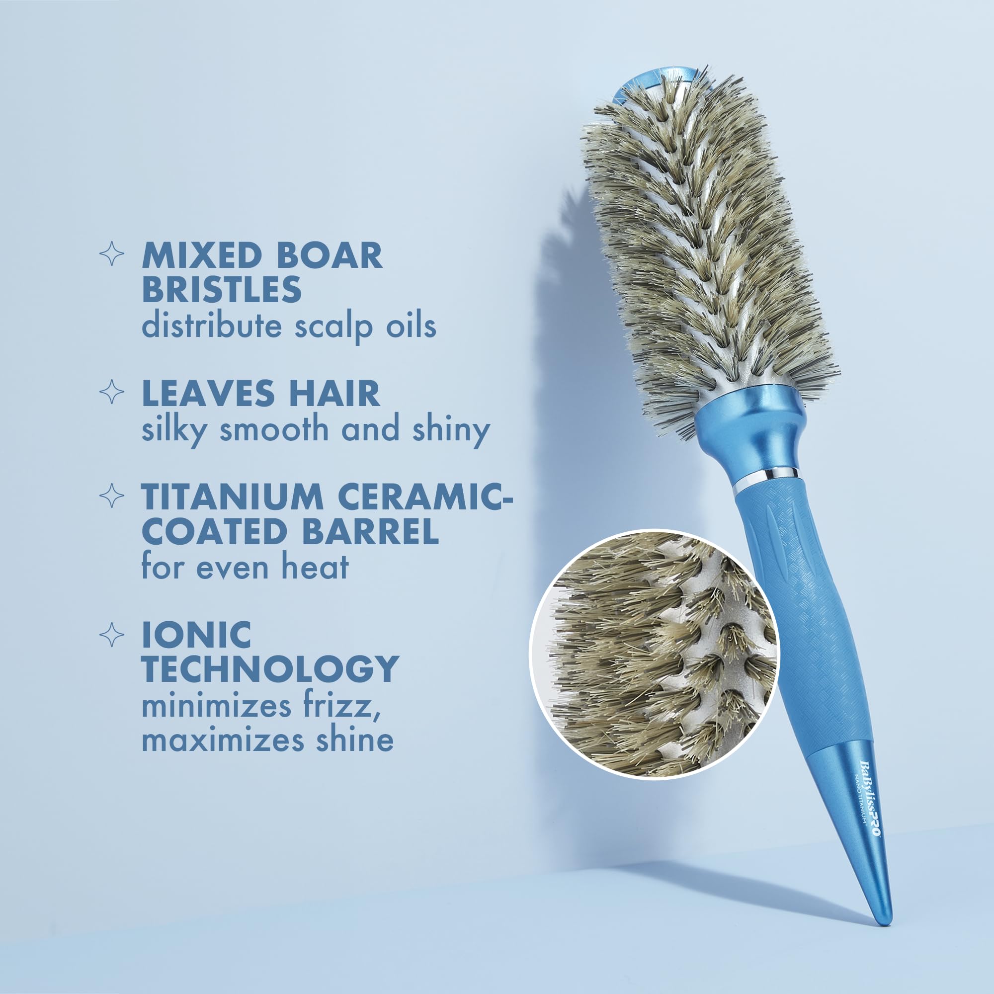 Conair BaBylissPRO brush in use during blowout for smooth shiny hair
