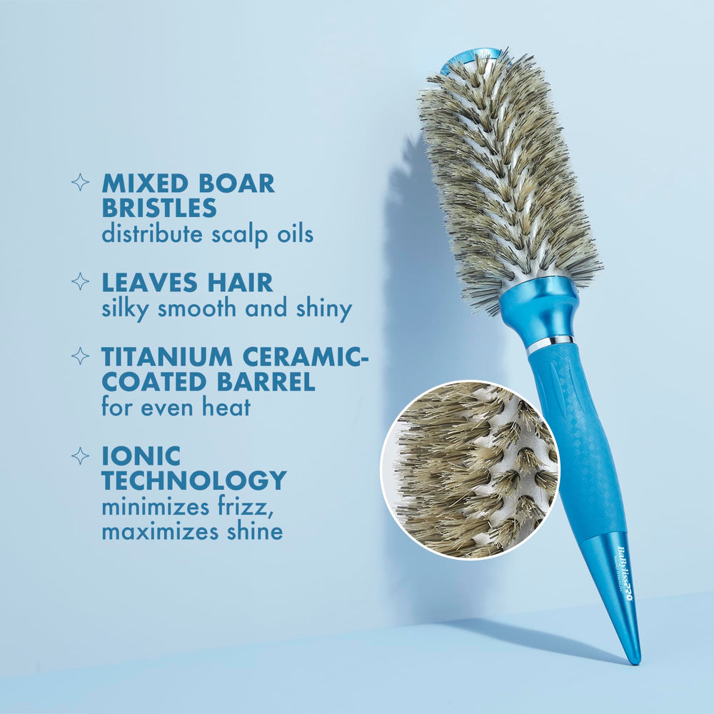 Conair BaBylissPRO brush in use during blowout for smooth shiny hair
