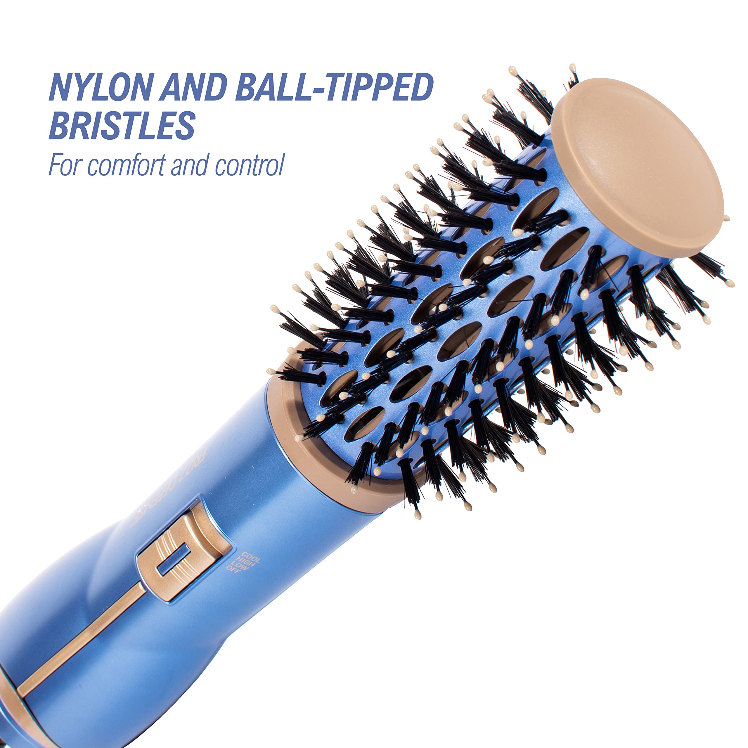 Conair BC850 ball-tip nylon bristles close detail for gentle detangling