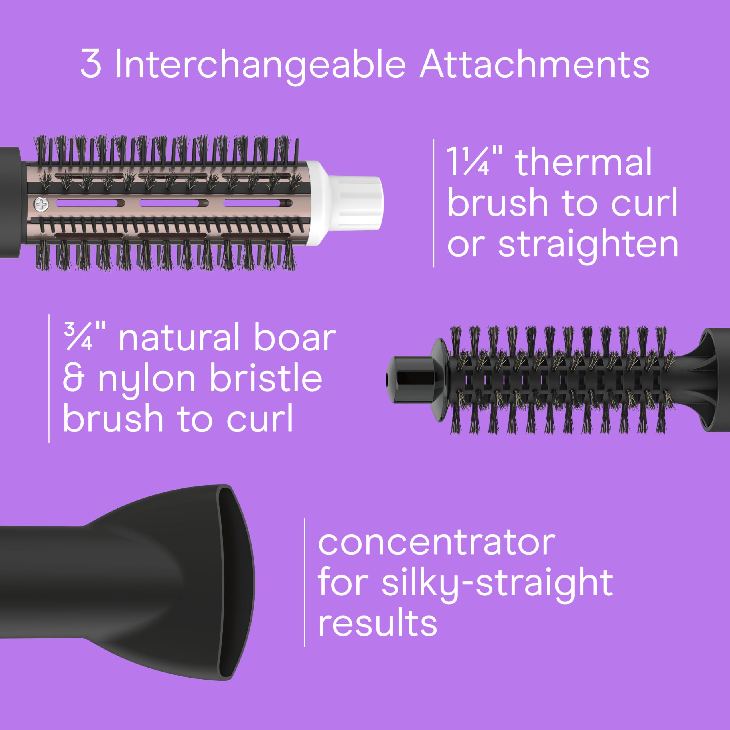Conair boar and nylon bristle brush detail for natural bounce and gentle grip