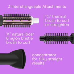 Conair boar and nylon bristle brush detail for natural bounce and gentle grip