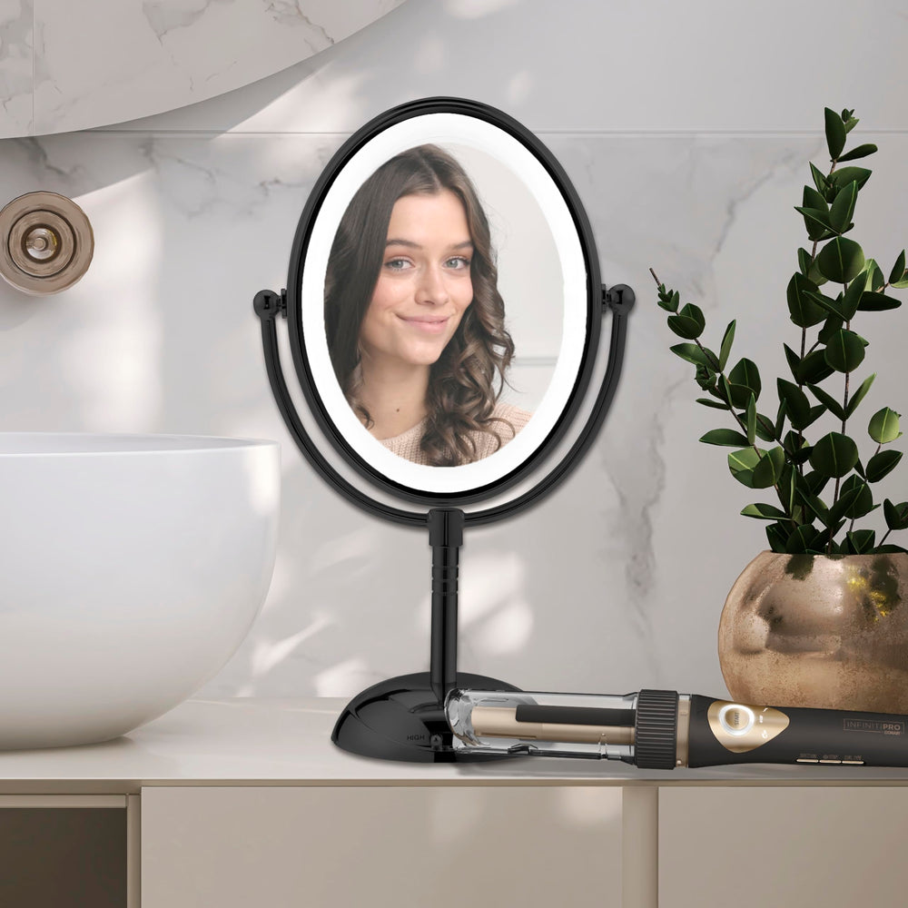 Conair bundle on vanity showing curling iron and mirror for streamlined routine