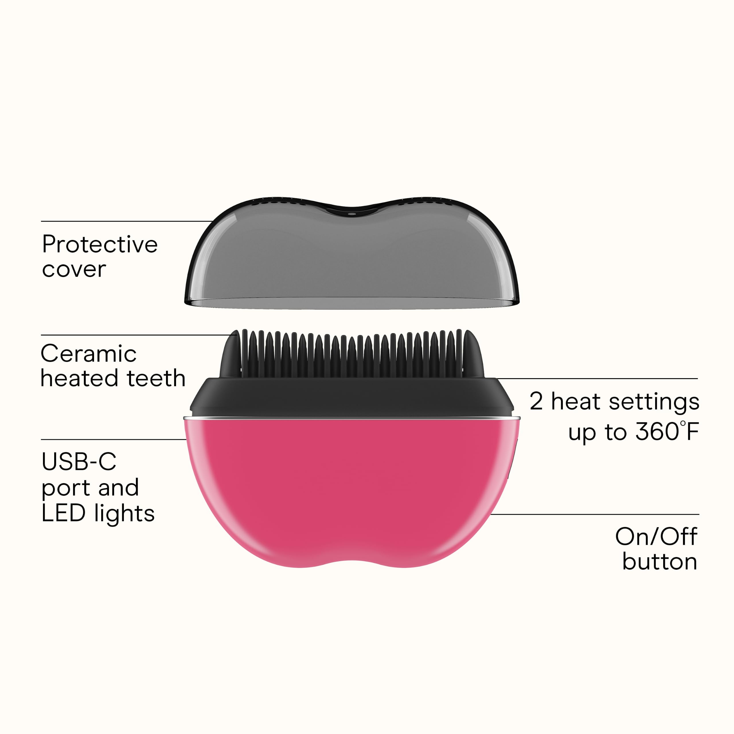 Conair closeup of ceramic bristles demonstrating smooth glide for frizz reduction
