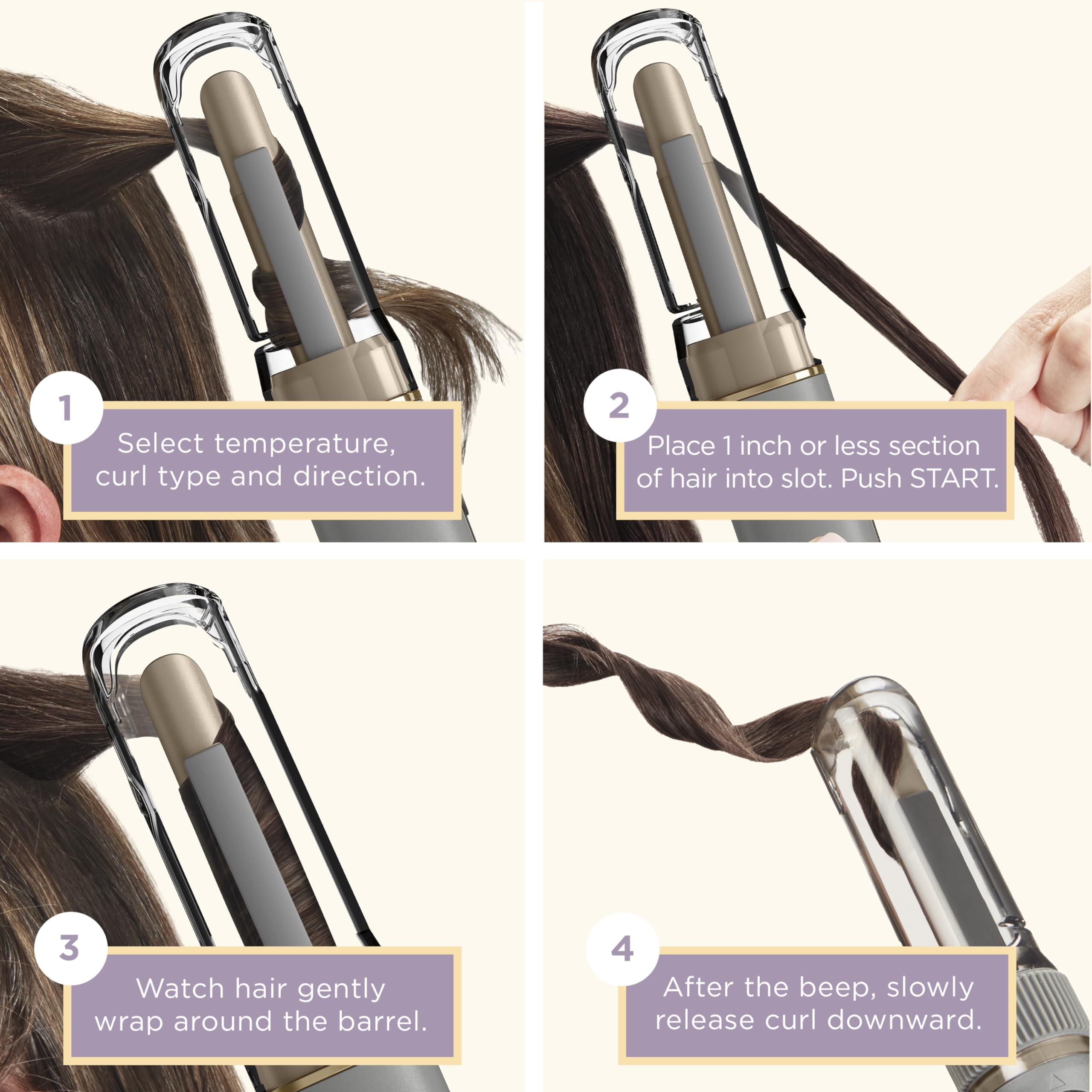 Conair Curl Secret MINI held in hand demonstrating compact size for portability