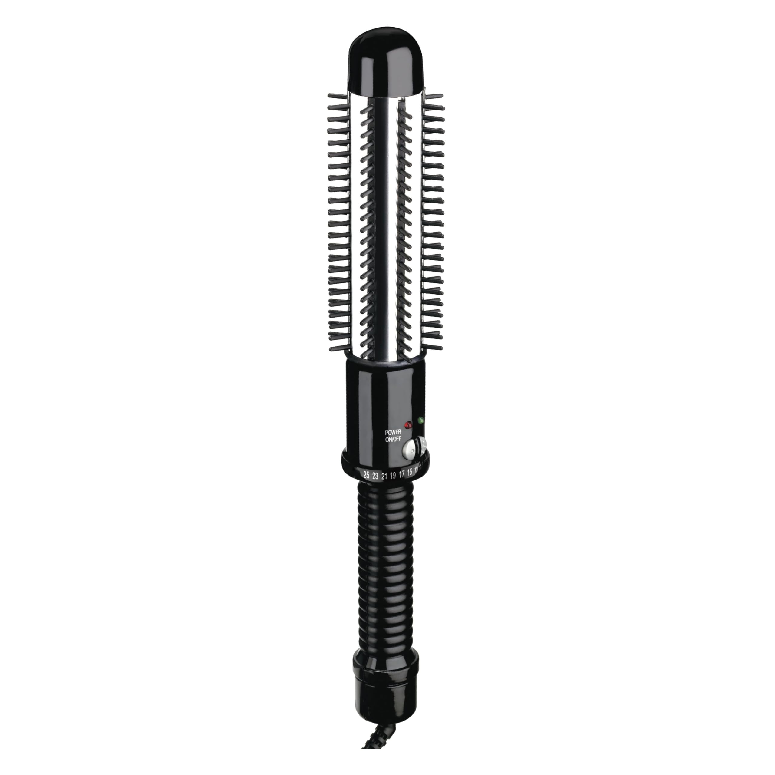 Conair curling iron brush front view showing barrel and handle for quick styling