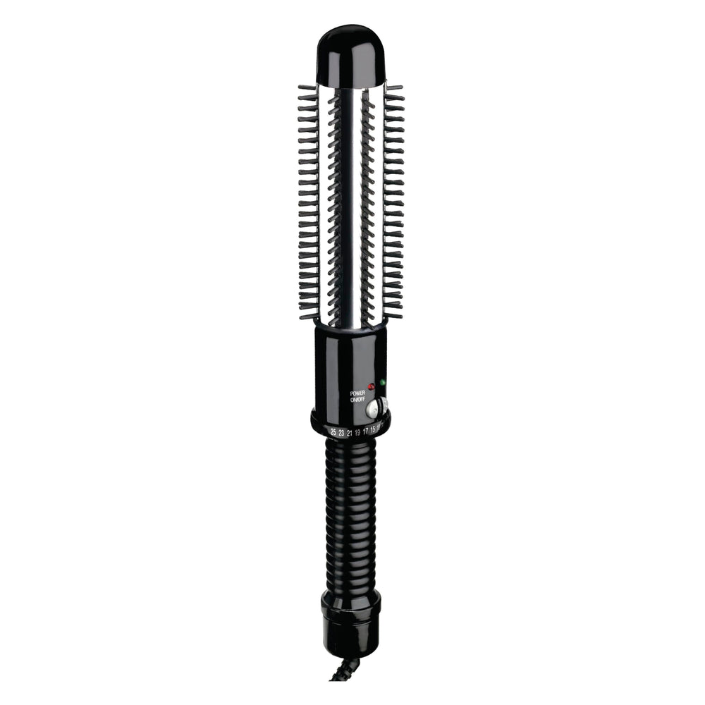 Conair curling iron brush front view showing barrel and handle for quick styling