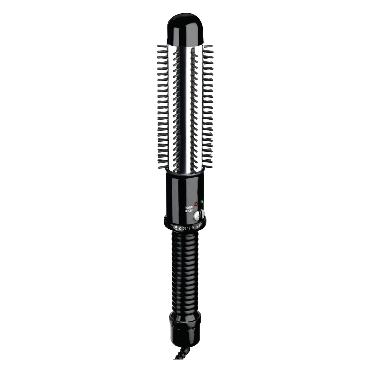 Conair curling iron brush front view showing barrel and handle for quick styling