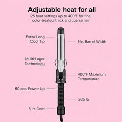 Conair extra-long cool tip detail for safer handling and better control while curling