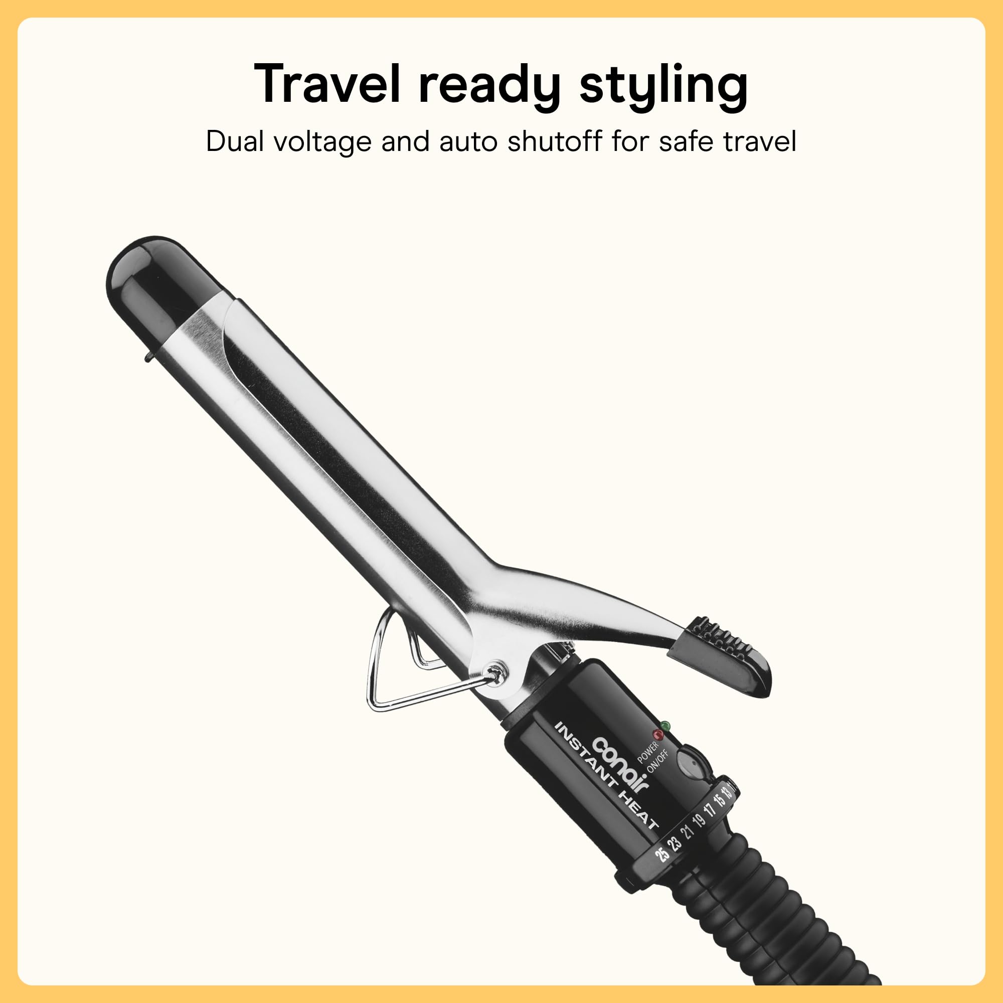 Conair curling iron in use on long hair creating defined curls quickly and efficiently