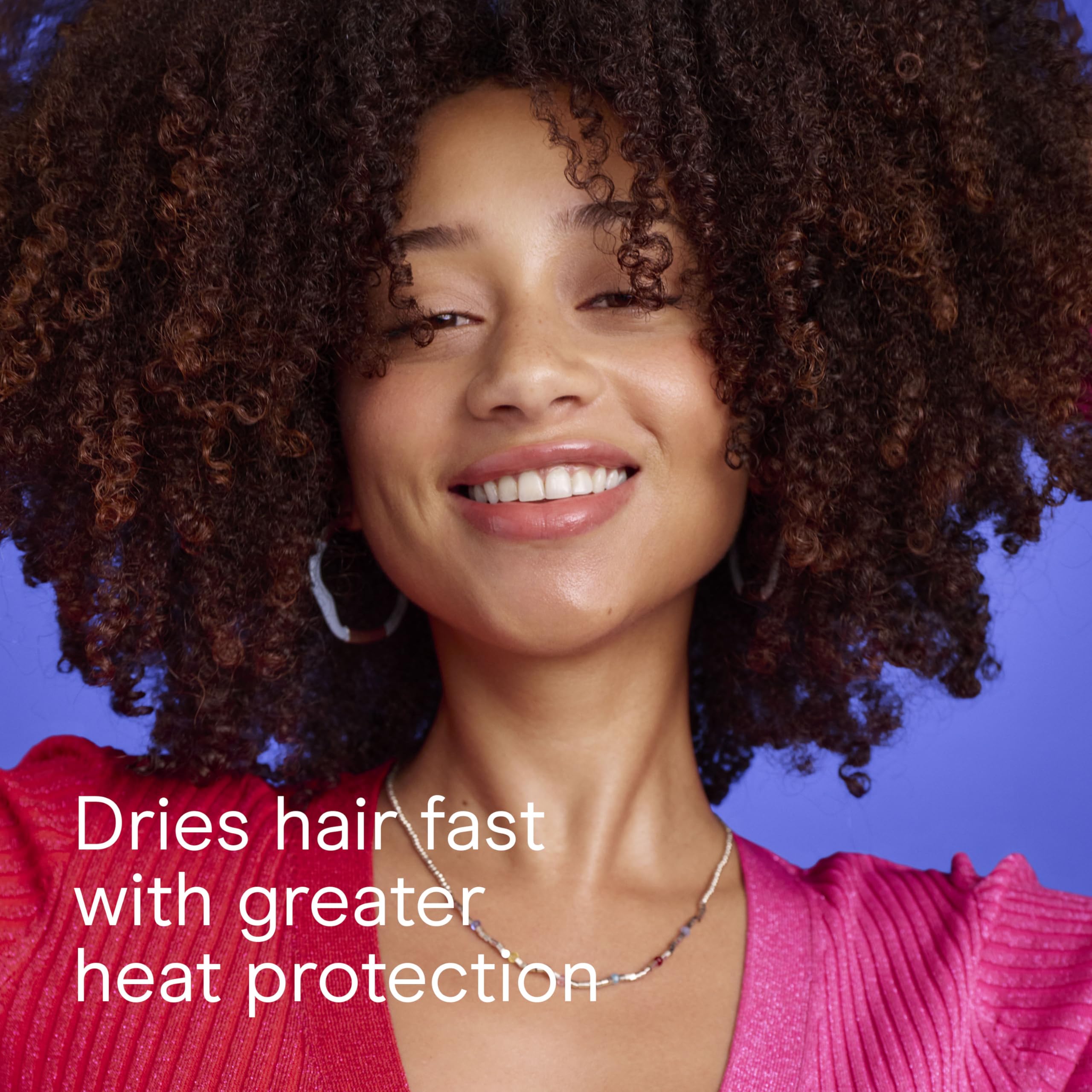 Conair diffuser drying curly hair in use for defined, shiny waves