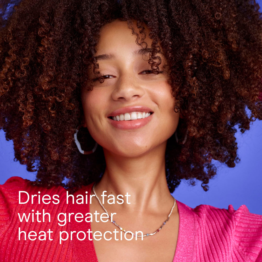Conair diffuser drying curly hair in use for defined, shiny waves