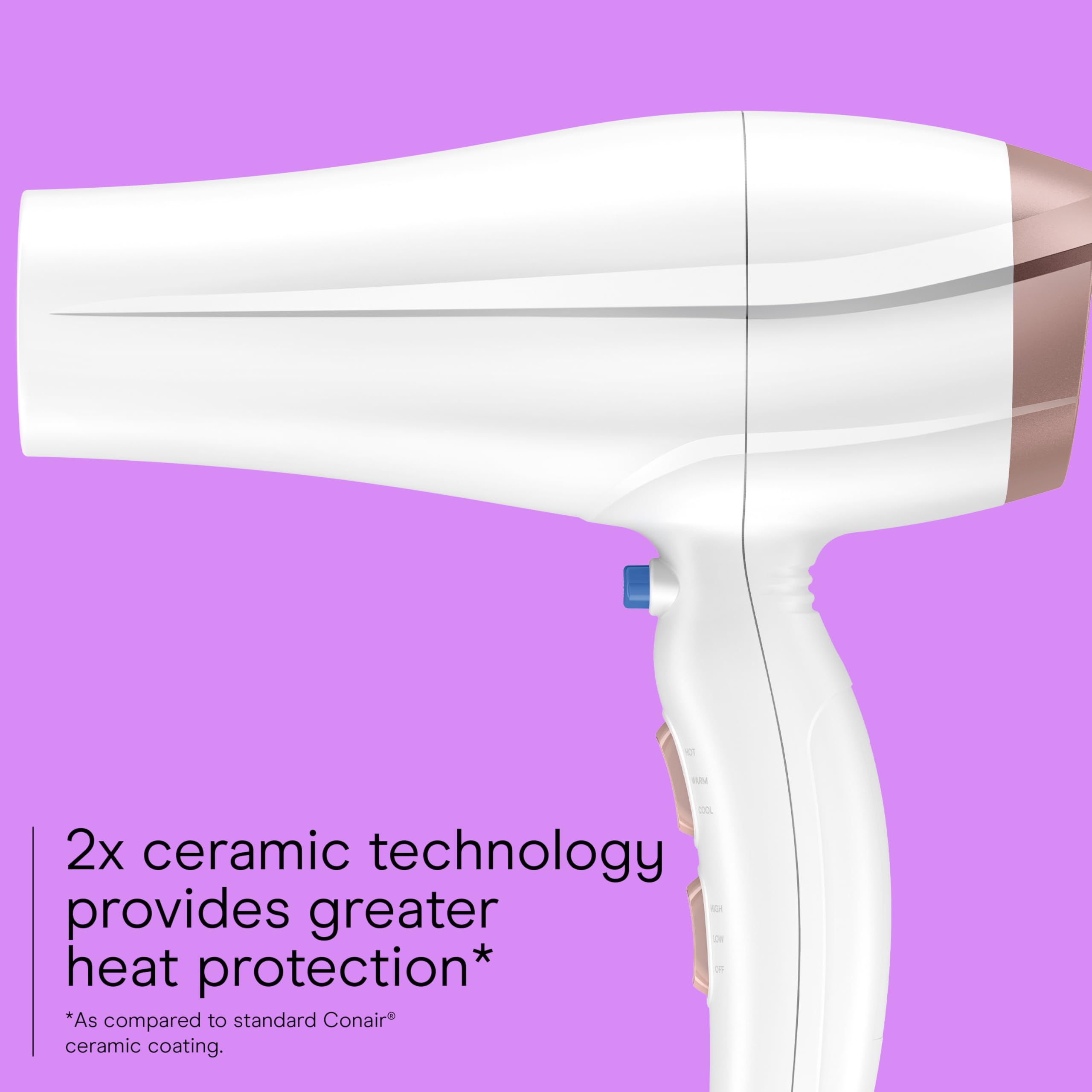 Conair double ceramic hair dryer removable filter detail for simple maintenance and longevity