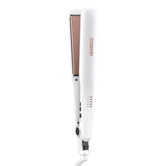 Conair double ceramic flat iron front view showing sleek design and fast styling benefit