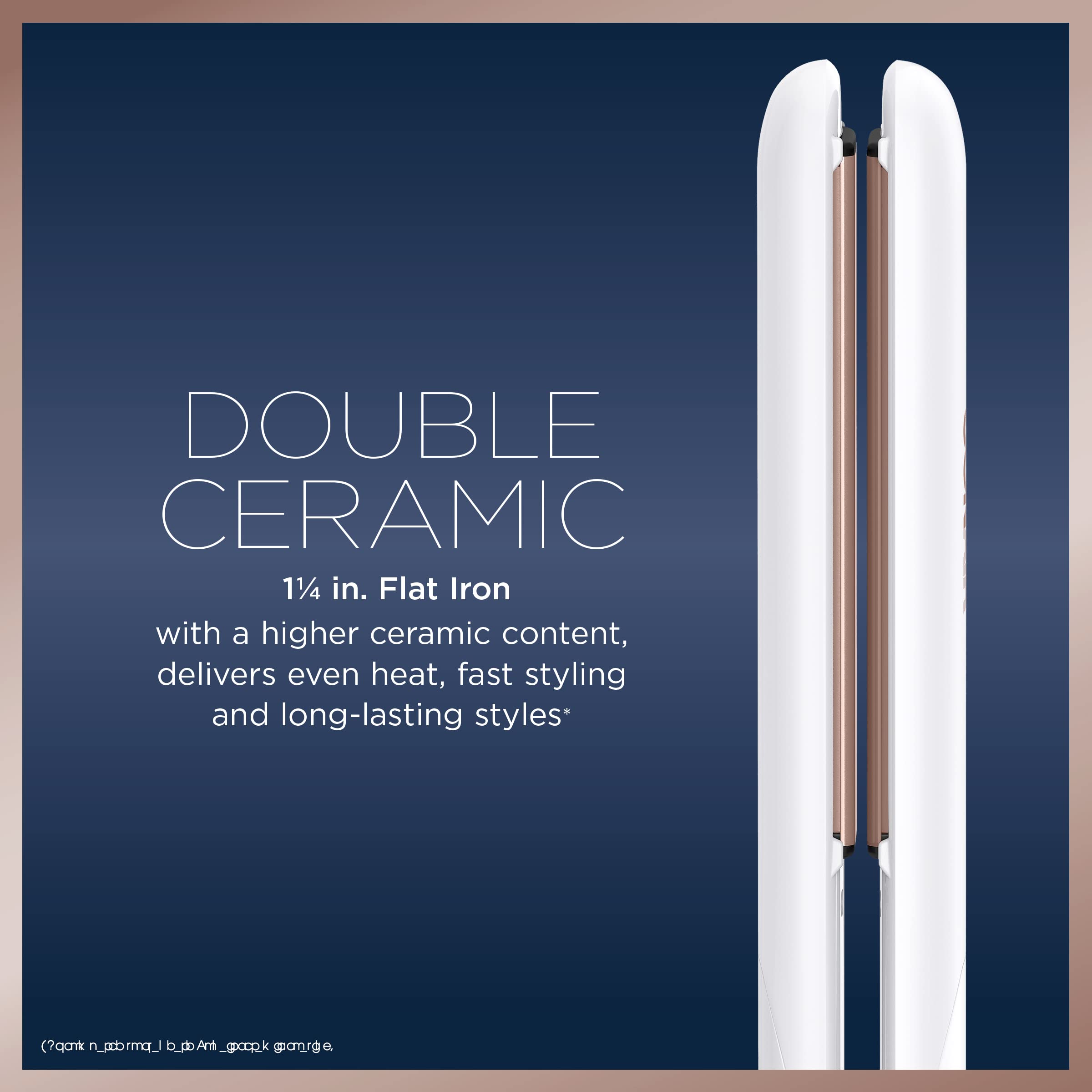 Conair plate close-up highlighting double ceramic coating for even heat and shine