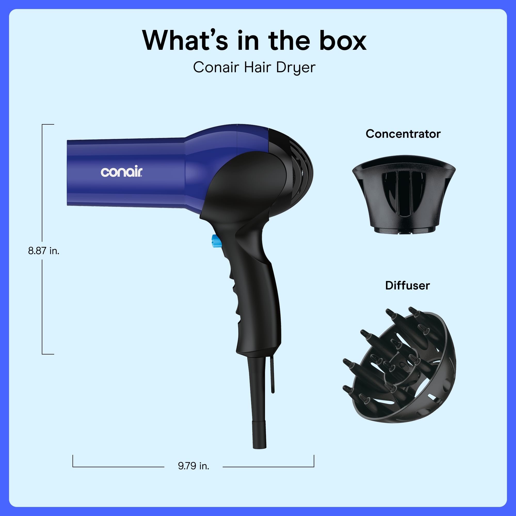 Conair dryer with diffuser shaping defined curls and added volume benefit