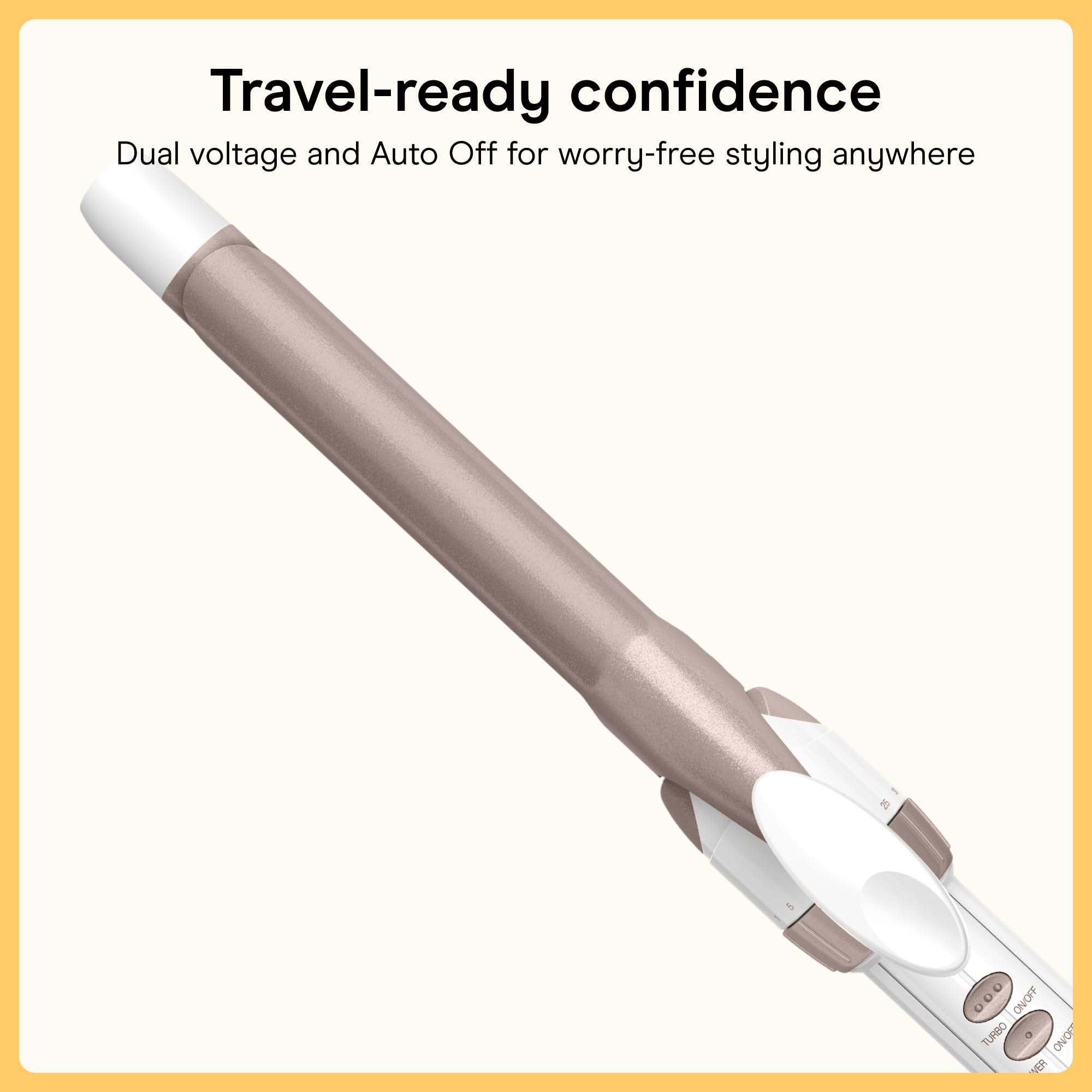Conair dual voltage label detail indicating travel-ready use and safety advantage