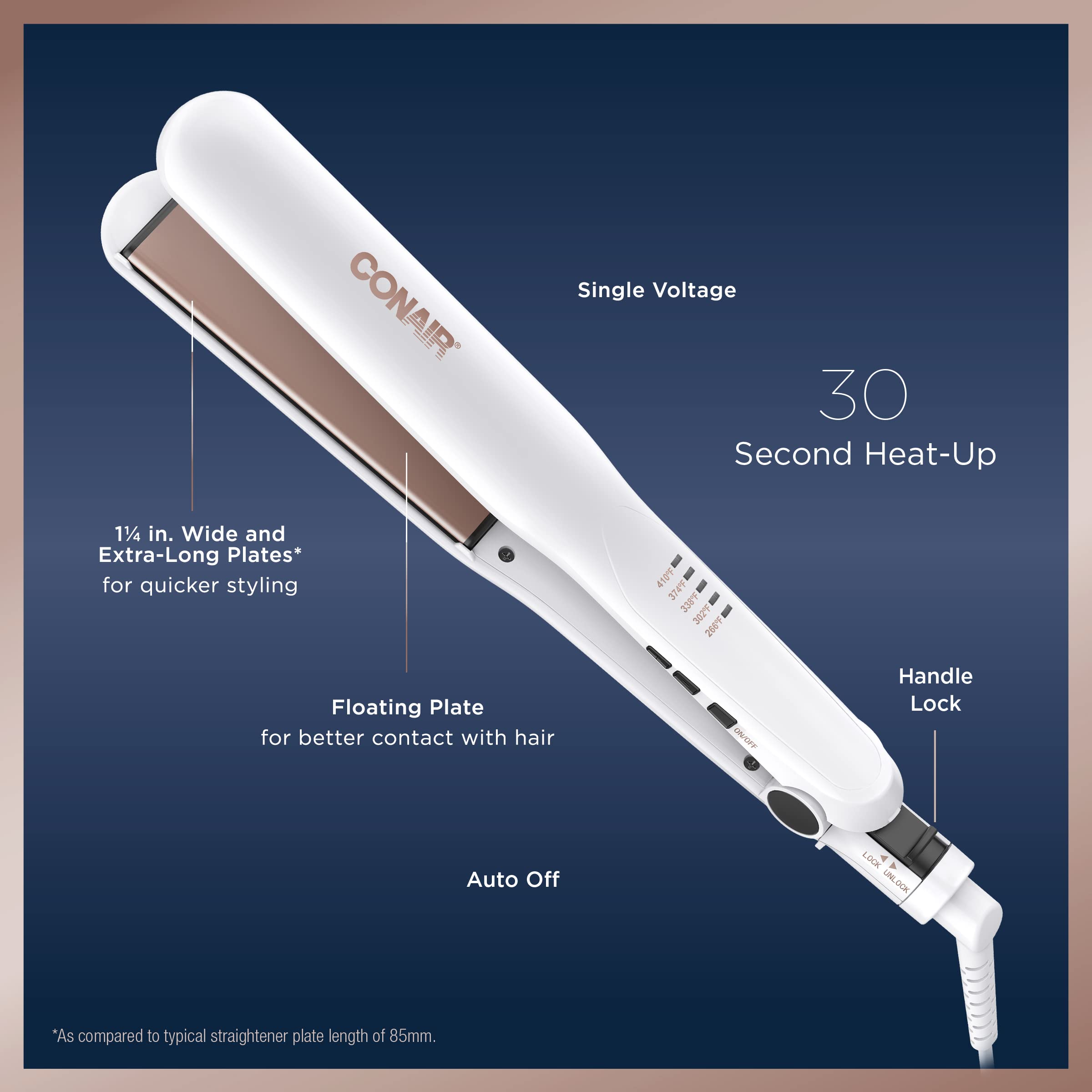 Conair floating plate action demonstrating adaptive pressure for less hair tugging