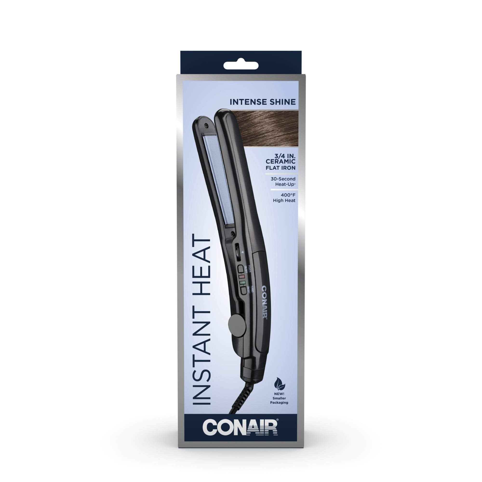Conair straightener next to hand to show compact size and travel convenience