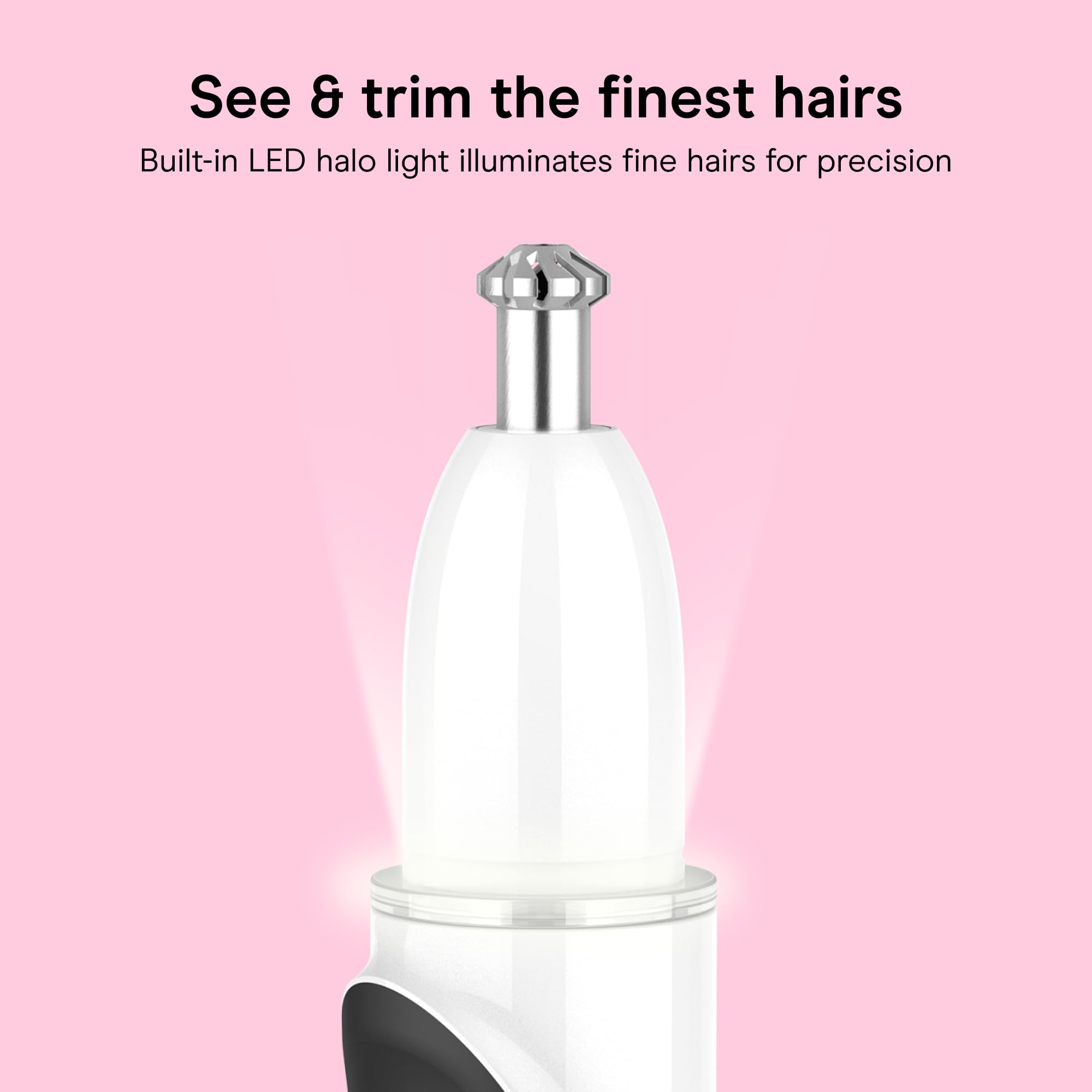 Conair GIRLBOMB LED halo light illuminating fine hairs for accuracy