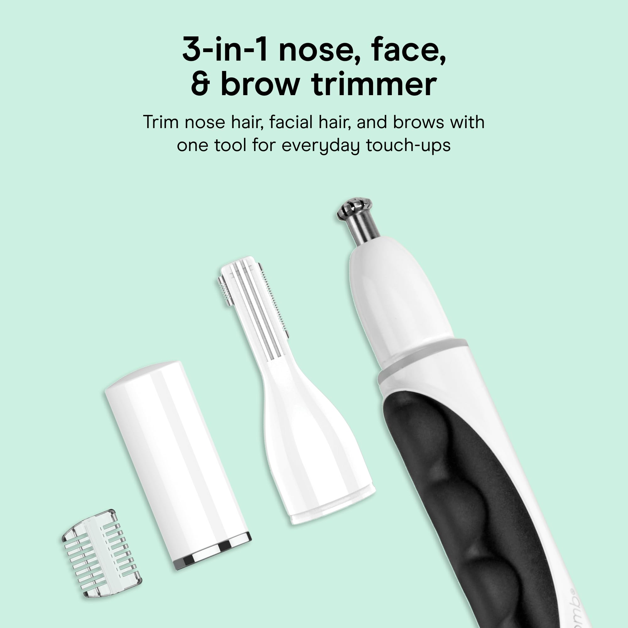 Conair GIRLBOMB trimming nose hair demonstrating safe, comfortable use