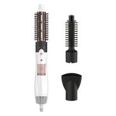 Conair hot air brush front view showing controls and benefits of fast styling