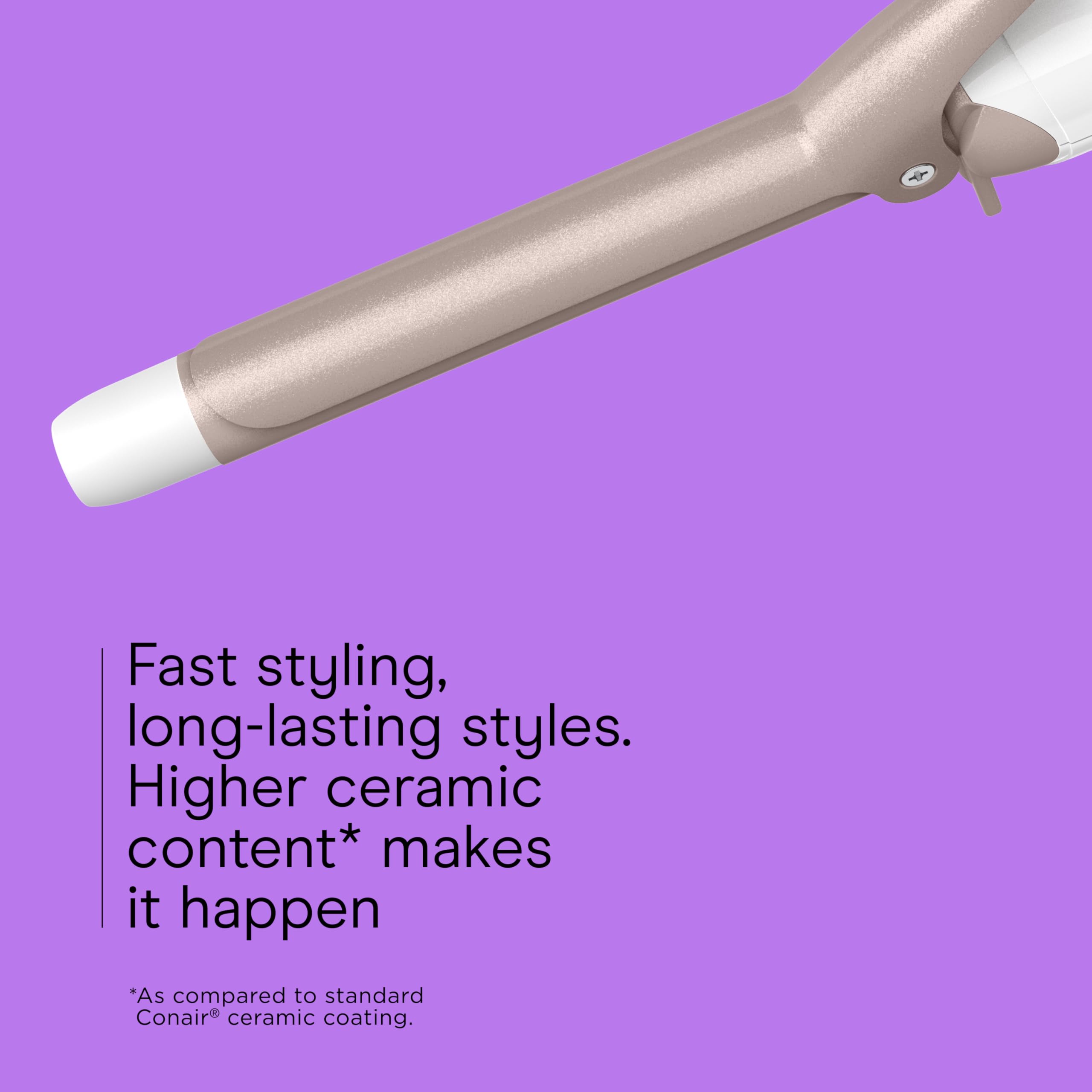 Conair curling iron in use on short hair creating tight defined curls and volume