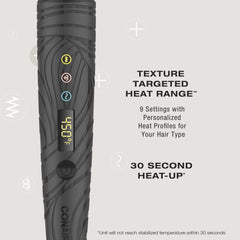 Conair comb in use smoothing roots and taming flyaways for polished finish benefit