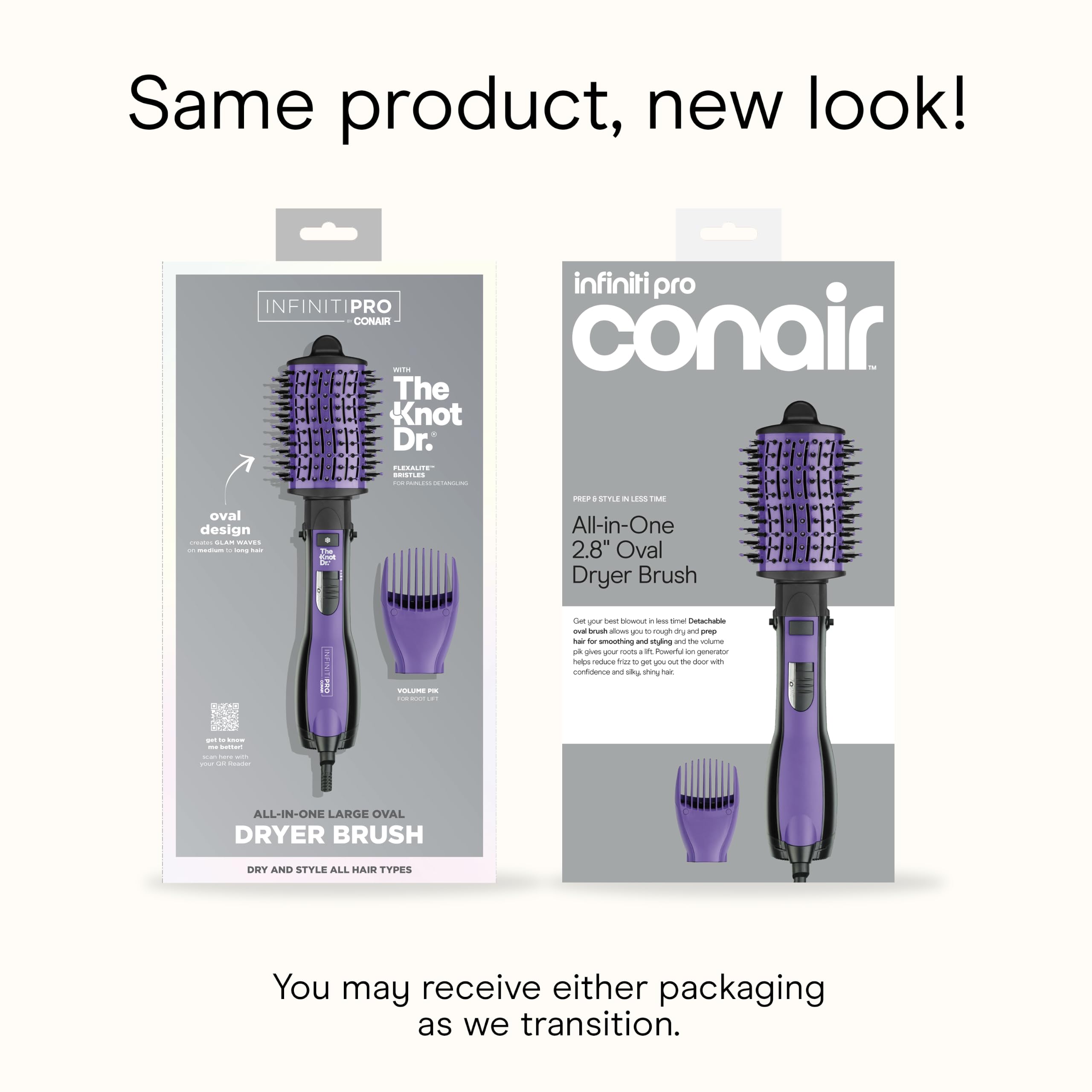 Conair INFINITIPRO back label lists features and safety specifications