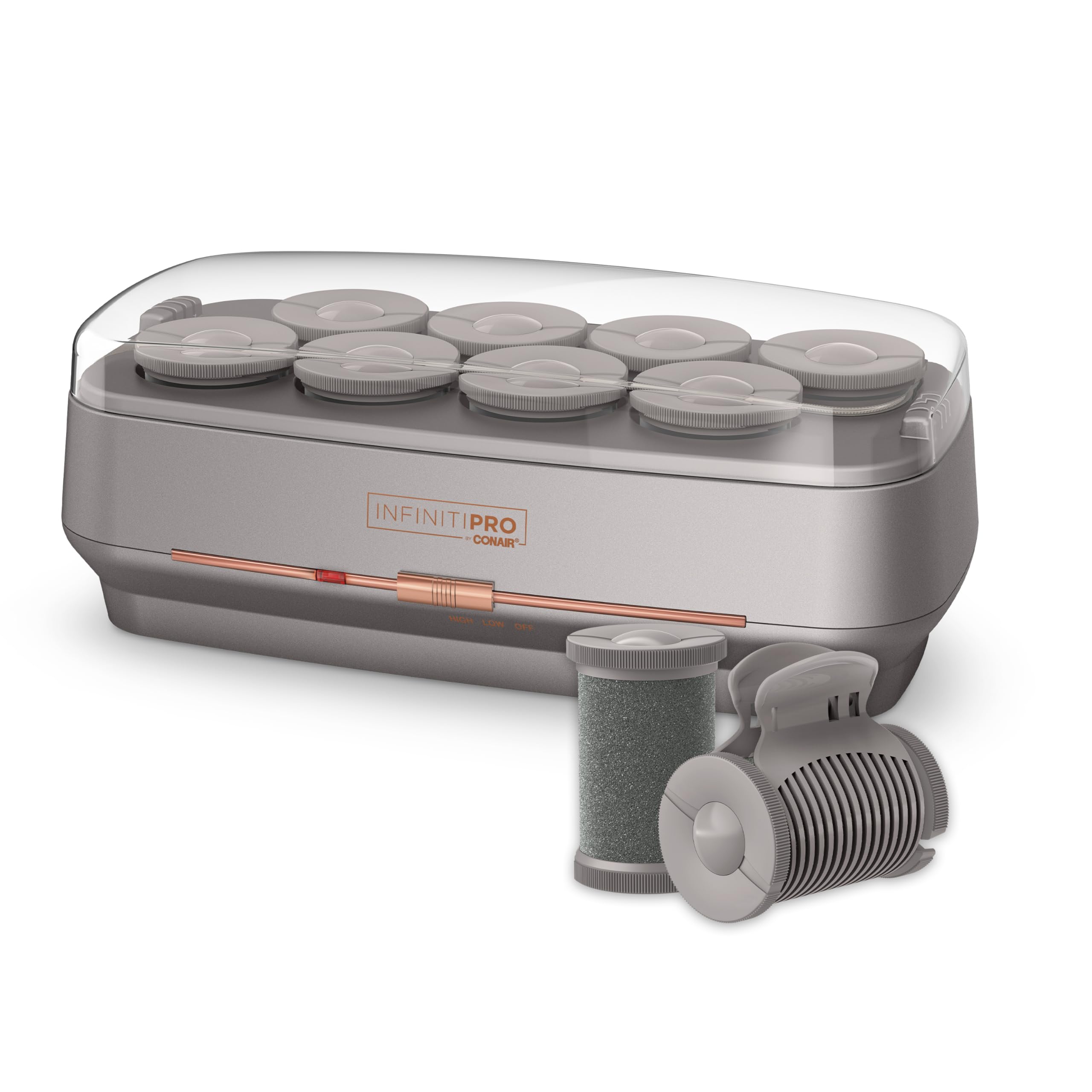 Conair InfinitiPRO front packaging showing full 8-piece roller kit for quick styling