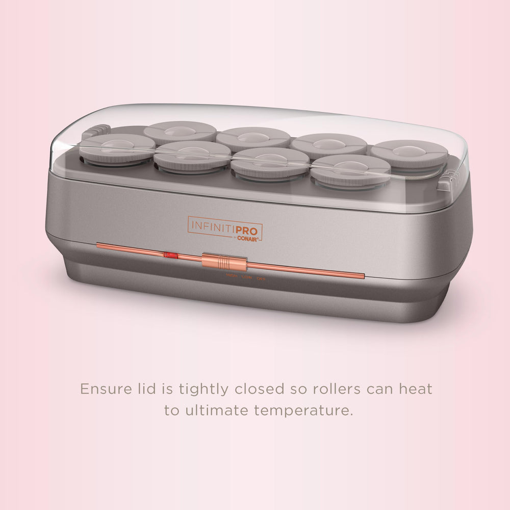 Conair InfinitiPRO rollers in use creating loose waves and added volume on model