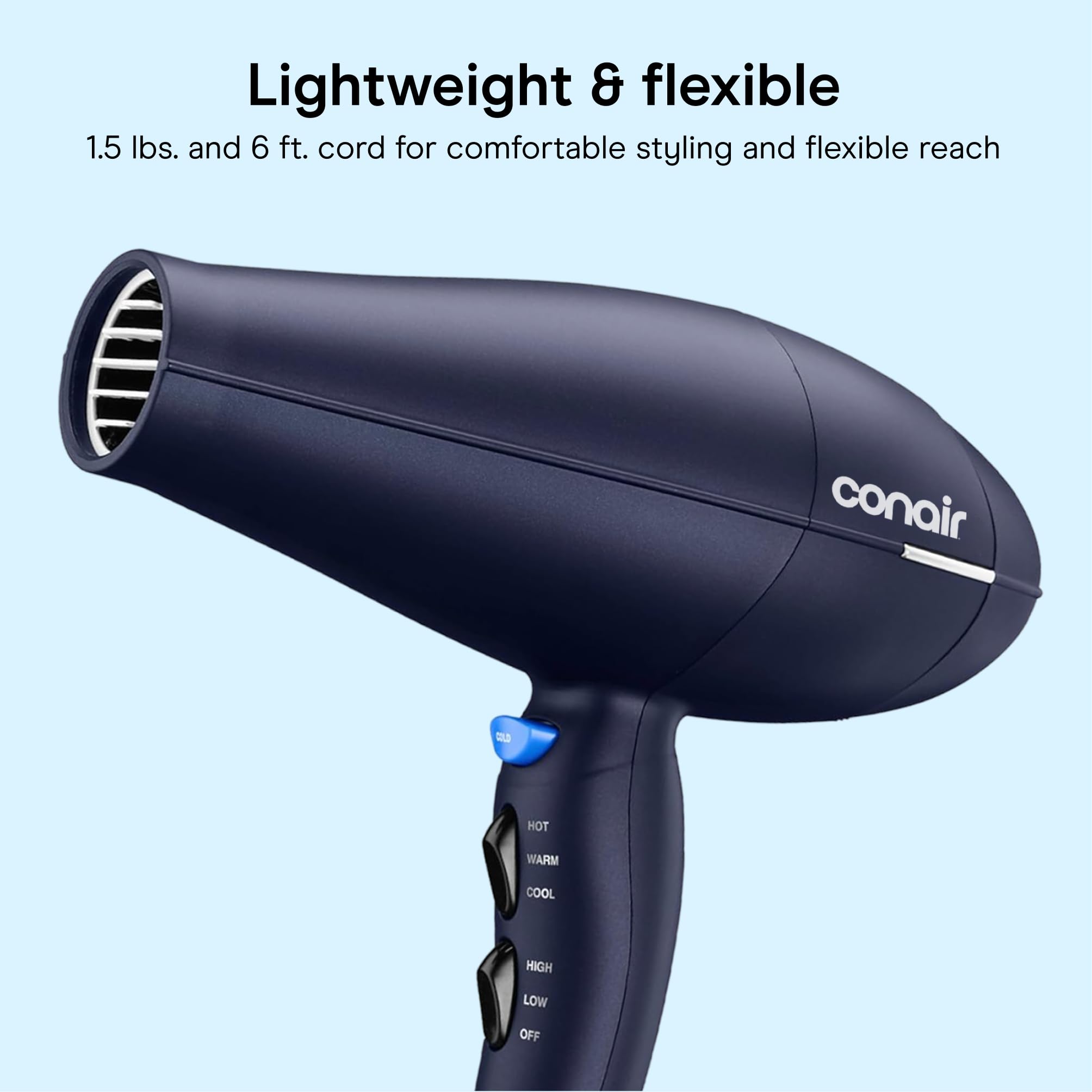 Conair dryer in use on curly hair demonstrating enhanced curl definition