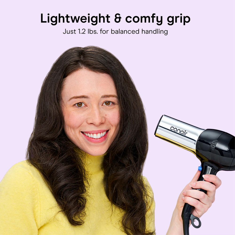 Conair ionic side profile showing lightweight design for comfortable handling
