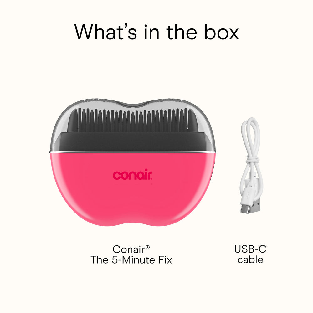 Conair brush inside a purse in lifestyle scene for on‑the‑go styling readiness