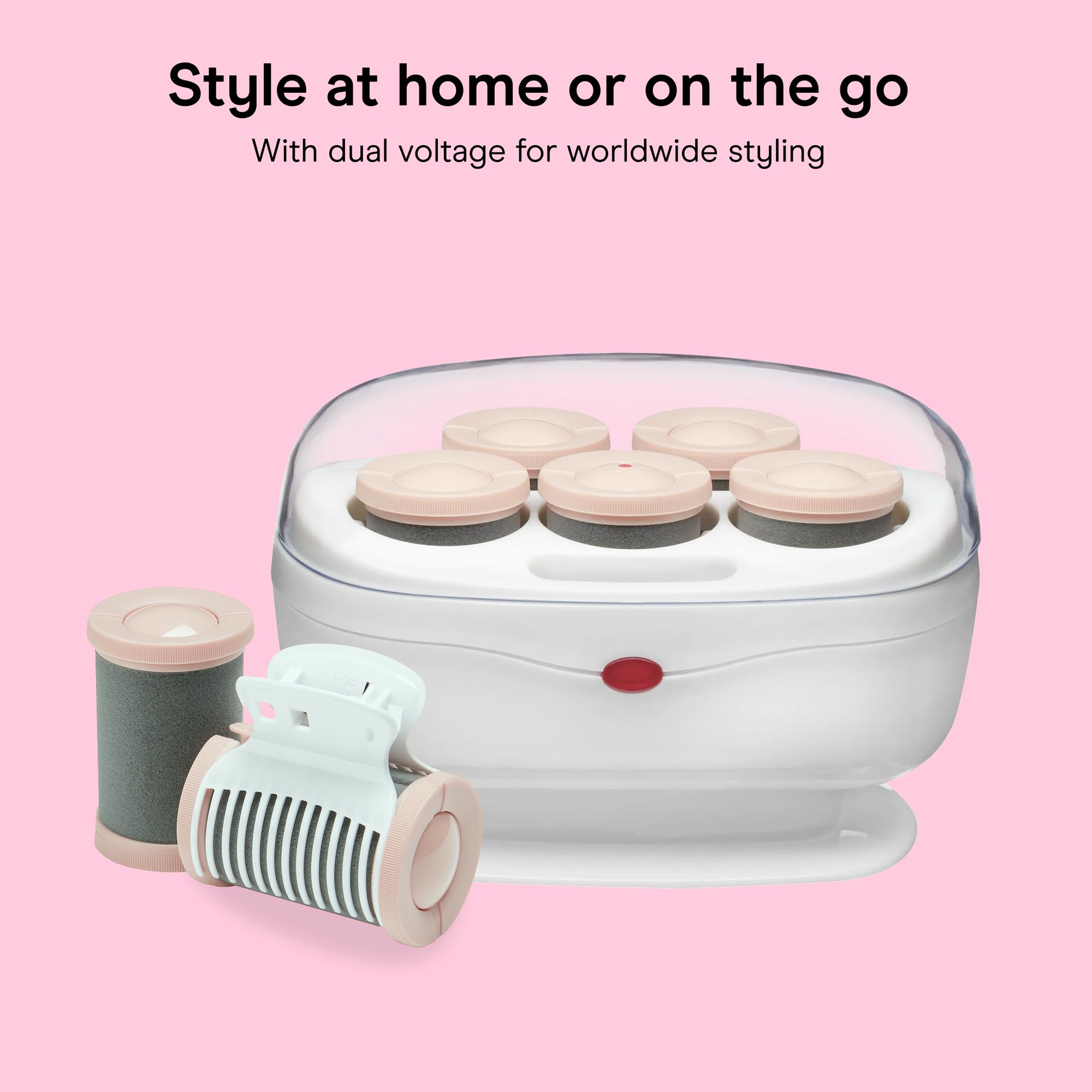 Conair rollers in hair demonstration creating voluminous waves and body