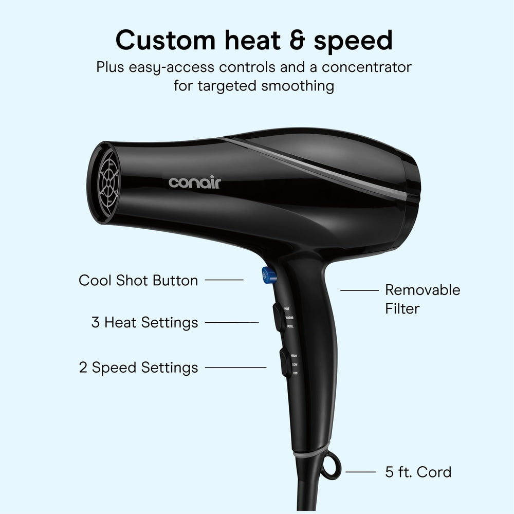 Conair side profile handle showing lightweight design for comfortable use
