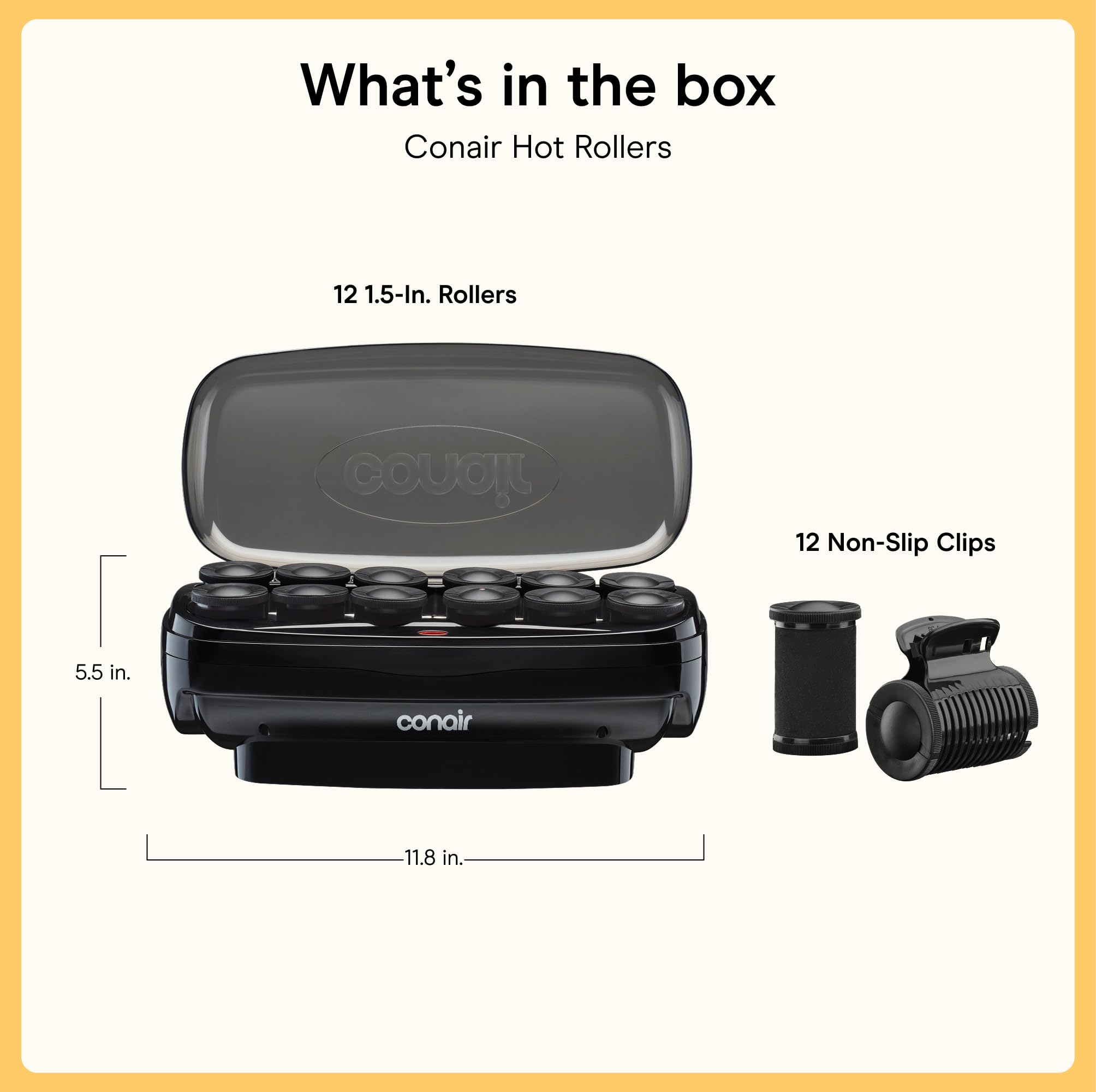Conair hand holding 1.5-inch roller to show size and scale benefit