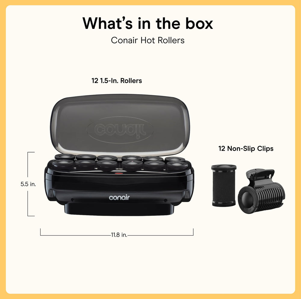 Conair hand holding 1.5-inch roller to show size and scale benefit