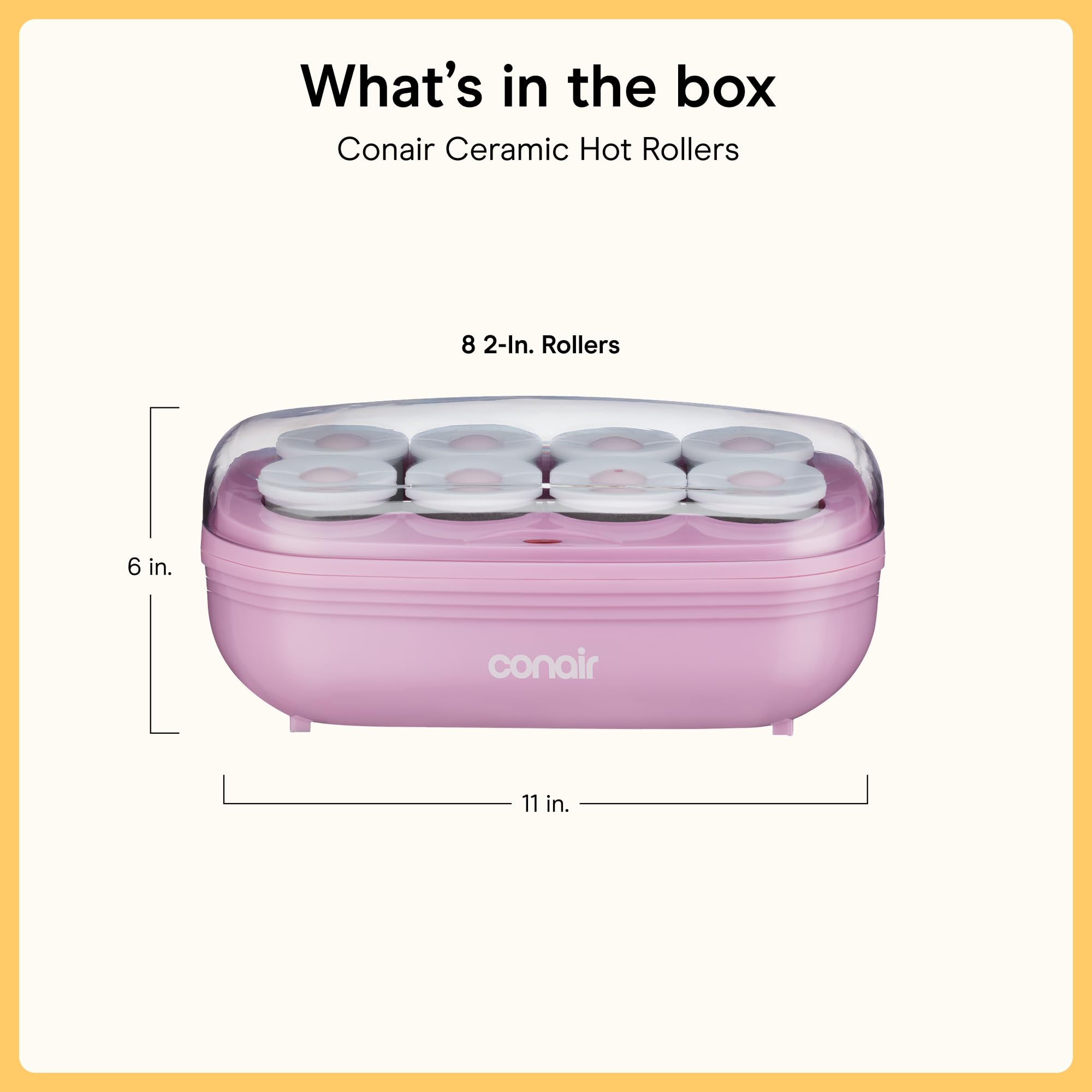 Conair size comparison with hand to illustrate 2 inch jumbo roller scale