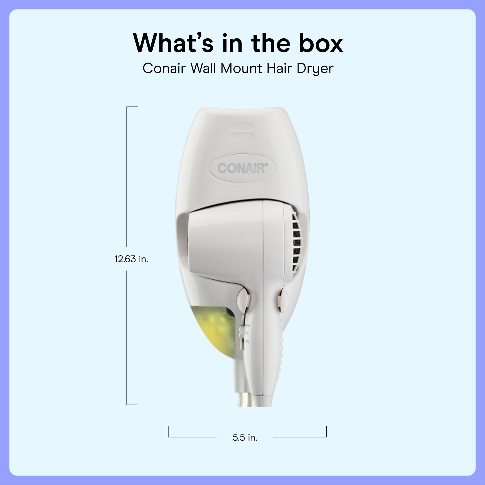 Conair side view with hand for scale showing compact, user-friendly size