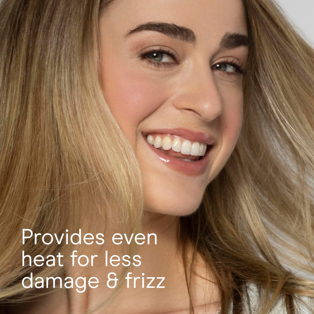 Conair styling in use on long hair demonstrating volume and time-saving benefit