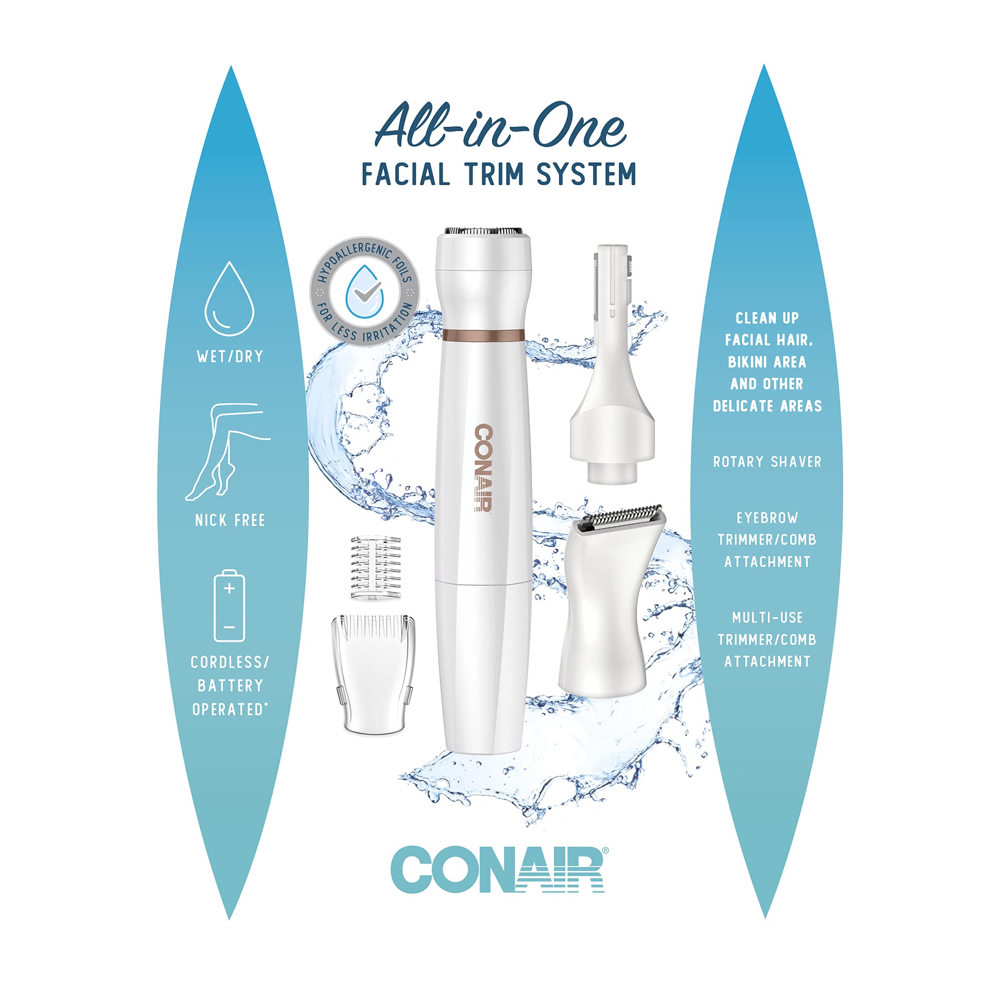 Conair trimmer and included storage pouch organized for convenient travel