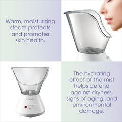Conair True Glow producing warm moisturizing mist on a model for deeper pore cleansing